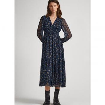Vestido Pepe Jeans estampado de flores en chifón midi