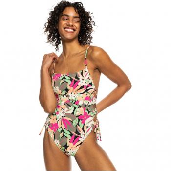 Bañador con tirantes cruzados de mujer Printed Beach Classics Roxy - XL, verde, rosa y naranja