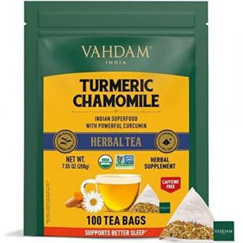 VAHDAM, Tisana Orgánica de Cúrcuma y Camomila