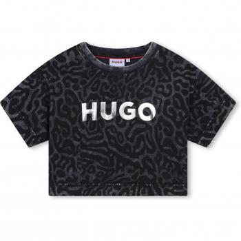 Camiseta de niña animal print de algodón con logo brillante y estampado de guepardo