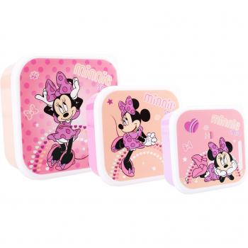 Fiambrera Minnie Mouse 3 en 1 - Snackbox Infantil Fresh Bites 12x12x6 cm