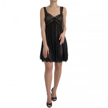 Dolce & Gabbana Elegant Chiffon Silk Blend Mini Dress - IT40|S, Short Dresses, female, Black, Size: XS Elegant Lace Mini Dress