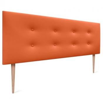 Cabecero Tapizado de Polipiel Aqualine Pro con 2 Hileras de Botones y Patas (Naranja, 145x105cm para Camas 120/135/140)