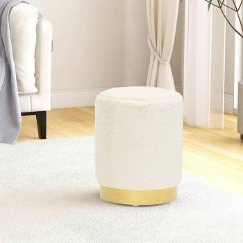 Hocker redondo de peluche blanco vidaXL