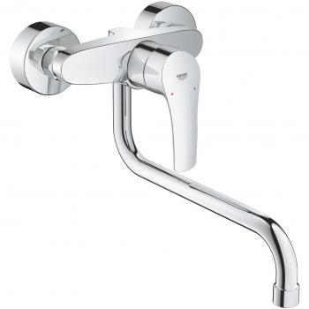 Grohe Eurosmart Mezclador Monomando de Fregadero para Montaje en Pared, Cromo, 1/2