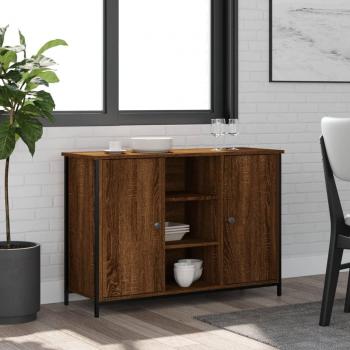 Aparador de madera de ingeniería 100x35x70 cm en color marrón roble, mueble de almacenaje para salón, buffet, armario auxiliar y armario de almacenamiento