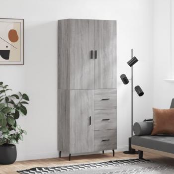 Aparador alto de madera contrachapada gris sonoma 69,5x34x180 cm