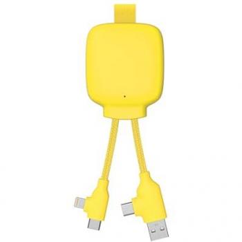 Cargador Universal y Batería Externa 3000 mAh con Cable Multiconector USB 4 en 1 en Plástico Reciclado Gamma Lite Amarillo