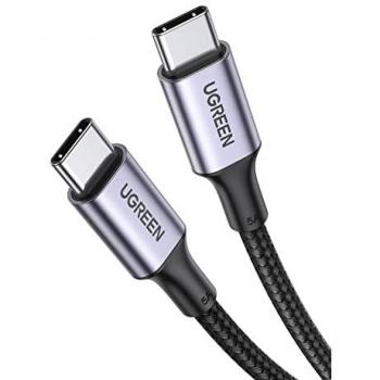 Cable USB-C Ugreen 70429 de 2 m, carga rápida Power Delivery 100W, 5A, transferencia de datos a 480 Mbps - Gris