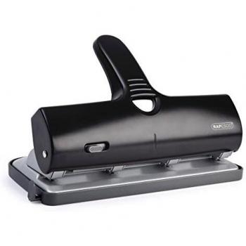 Rapesco 1293 Alu 40 Perforadora de gruesos de 4 agujeros y 40 hojas de capacidad, Negro