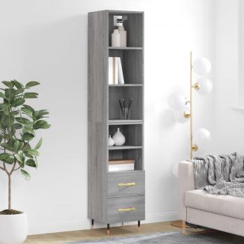 Aparador alto de madera contrachapada gris Sonoma 34,5x34x180 cm