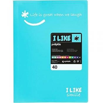 Grafoplás 1440833. Carpeta con Fundas, Tamaño Folio, Color Azul Claro, 40 Fundas Transparentes Polipropileno