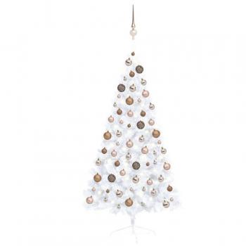 vidaXL Artificial Half Pre-lit Christmas Tree with Ball Set White 150 cm