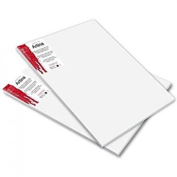 Artina Set de 2 Lienzos Blancos Preestirados Premium con Bastidores Estables de Madera FSC® - 50x150 cm - Lienzos para Pintar Pretratados - 100% Algodón 380g/m²