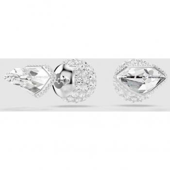 Pendientes de botón Lucent Swarovski bañados en rodio con cristales rosas y engaste en pavé