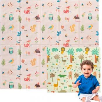Alfombra Bebé Edibaby 200 x 180 cm, 1 cm Grosor, Diseño Infantil, Acolchada de XPE, Reversible y Plegable, Tapete de Actividades para Niños