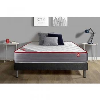 Base tapizada gris con colchón de espuma viscoelástica 140 x 190 cm - Vitalmemo
