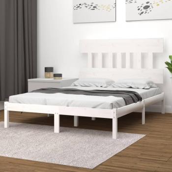 Estructura de cama de madera maciza blanca Super King 180x200 cm