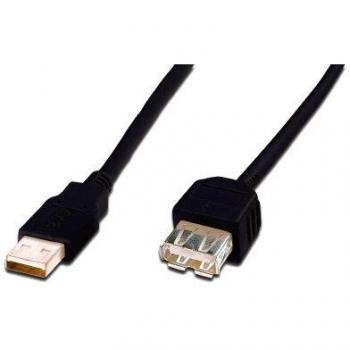 DIGITUS USB 2.0 Verl. Kabel Typ A 3.0m sw