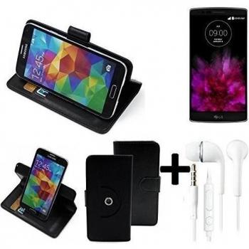 TOP SET: 360° Funda Smartphone para LG Electronics G Flex 2, negro + Auriculares | Función de stand Caso Monedero BookStyle mejor precio, mejor funcionamiento - K-S-Trade | Funda Universal Caso Monedero cubierta del tirón Monedero Monedero
