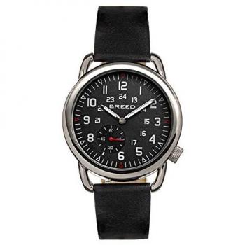 Breed Regulator Black Leather Men's Watch with Second Sub-dial - One Size