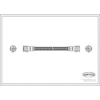 Latiguillo de freno CORTECO 19032340 - manguera flexible de freno, fabricada en goma y acero, resistencia a altas presiones, compatible con sistemas de frenos hidráulicos, longitud específica para instalación en vehículos