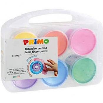 Pintura de Dedos Perlada Primo - Surtido de 6 Colores en Envase de 100 g