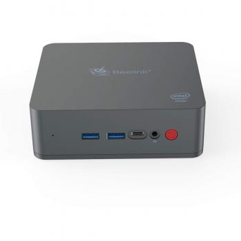 Beelink U55 Mini PC Desktop License Windows 10 Home Office Work Hub Computer Intel I3 5005U Processor 8GB Ram 256GB M.2 SSD 1000Mbps LAN Dual WiFi Dual 4K HDMI Screen Fan Cooling VESA Mount EU Plug