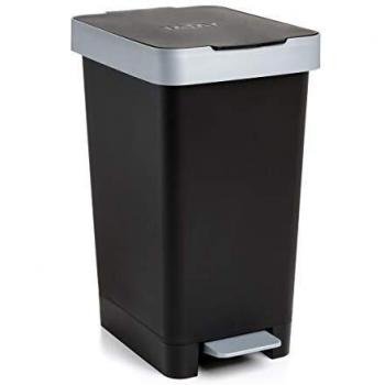 Tatay Cubo de Pedal Smart, 25L de Capacidad, Pedal Retráctil, Polipropileno, Libre de BPA, Bolsa Basura 30L. Color Negro. Medidas 26 x 36 x 47cm