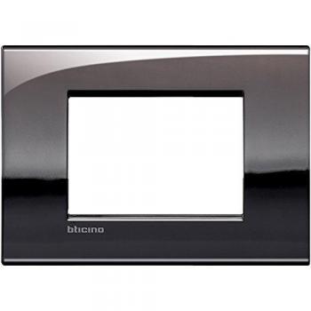 Placa Bticino Livinglight AIR de Estaño Brillante 3 Módulos - Diseño Impecable