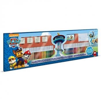 Set Mega de Colorear Paw Patrol con 60 Rotuladores Lavables, 30 Pegatinas, 20 Dibujos y 4 Sellos de Madera y Goma