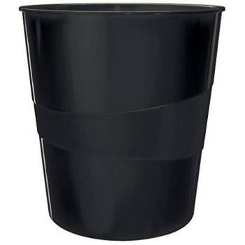 Leitz Papelera, Capacidad de 15 L, 100% Reciclable, Climáticamente Neutral, Certificación Ángel Azul, Gama Recycle, Negro, 53280095