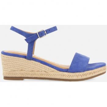 Sandalias de piel color azul con cuña de yute para mujer Xarre
