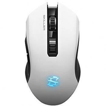 Sharkoon SGM3 - Ratón Gaming Óptico Inalámbrico, 6000 DPI, 7 Botones, Blanco
