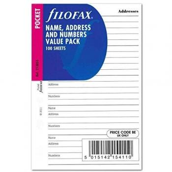Filofax - Recarga de Contactos Pocket con Valor Añadido (213055)