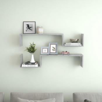 vidaXL Wall Shelf Set - 2 pcs Concrete Grey - Dimensions: 100x15x20 cm - Material: Engineered Wood