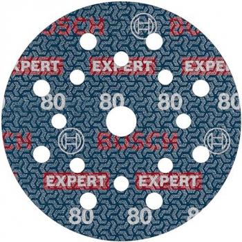 Disco de lija Bosch Expert O780, 125 mm, Grano 80, 50 unidades (para Madera dura y Pintura sobre madera)