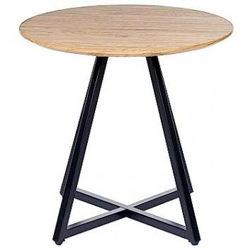 Mesa Auxiliar Redonda Madera Clara con Patas Negras Ø 50 cm Atoka