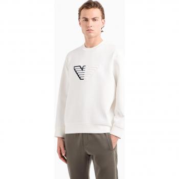 Emporio Armani Men's Contrast Logo Box Neck Sweatshirt - Offwhite - Size XL