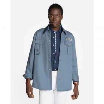 Sobrecamisa de hombre slim Harper & Neyer Harbor Gris Antracita con estampado grande