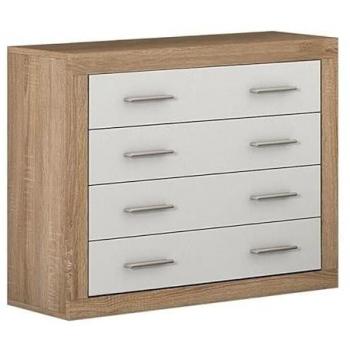 Cómoda Lara de 4 Cajones Cambria y Blanco 98x82 cm