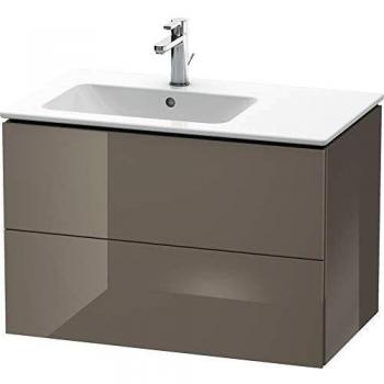 Mueble Bajo Lavabo Duravit L-Cube 82x48,1cm con 2 Cajones, Lavabo Izquierdo, Color Gris Flanela Brillante