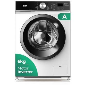 Lavadora Carga Frontal SVAN SL6104AIDV, Blanco, 6 Kg, 1000 rpm, Eficiencia Energética A, Motor Inverter, 16 Programas, Función Stop&Go