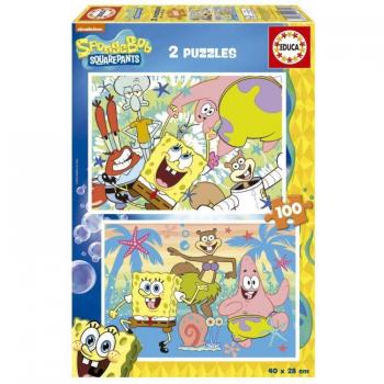 Puzzle Bob Esponja 2 Pack de 100 Piezas - Diseño Colorido - Seguridad Infantil