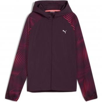 Chaqueta impermeable Puma Run Favorite AOP con diseño estampado, material ligero y transpirable, cierre frontal completo, capucha ajustable, puños elásticos y bolsillo delantero