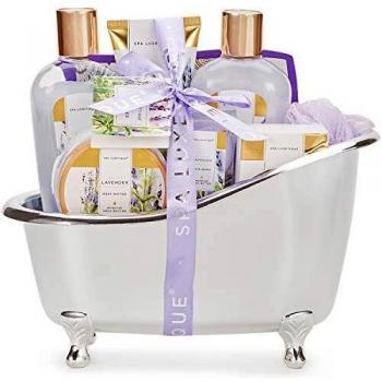 Set de Regalo para Mujer - Spa Luxetique Set de Spa para el Hogar a Lavanda, Regalos Originales para Mujer, Set de Baño y Ducha con 8 Piezas, Incluye Gel de Ducha, Baño de Burbujas