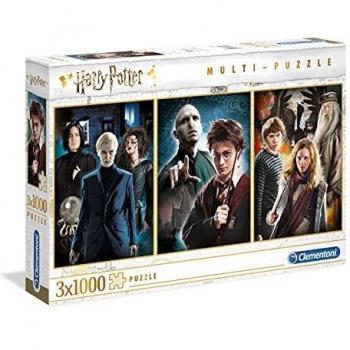 Clementoni - 3 Puzzles 1000 piezas Harry Potter, Puzzle adulto personajes