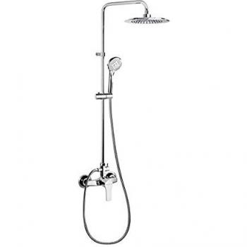 Ramon Soler Titanium - Conjunto ducha monomando con rociador redondo ABS y teleducha, 3 funciones