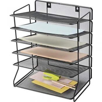 Q-Connect - Bandeja Sobremesa Metálica Rejilla Negra 6 Bandejas 325X230X390 Mm