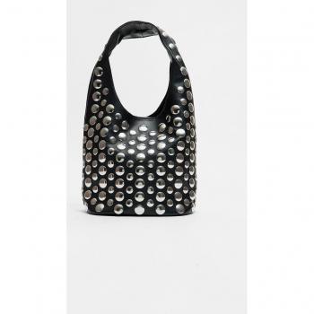 Stradivarius Black Studded Shoulder Bag OS